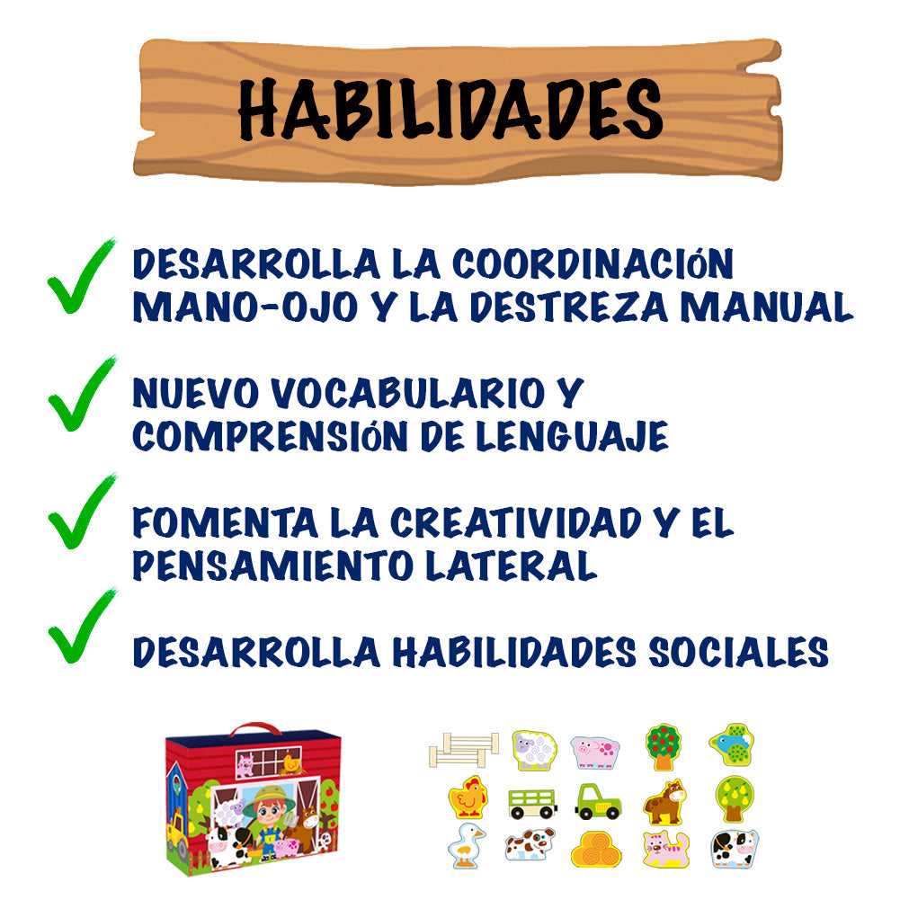 Granja con Animales de Madera
