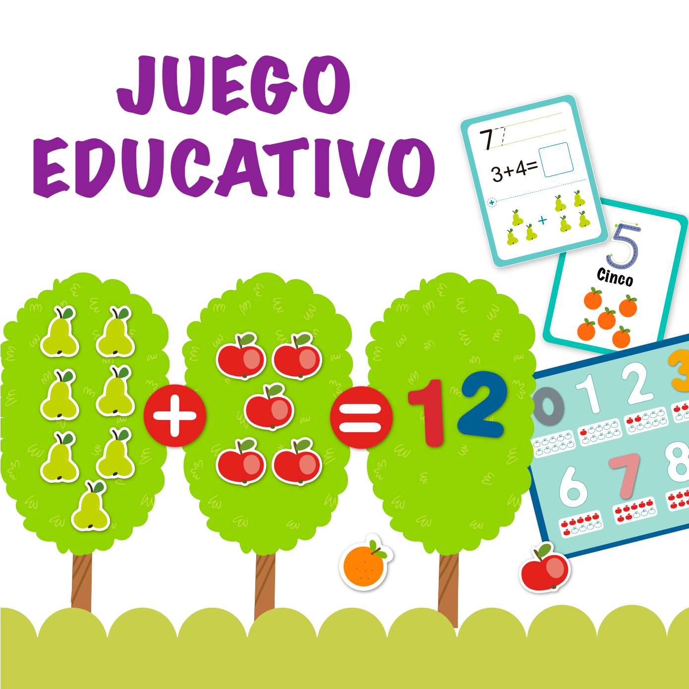 Juego de matemáticas con números y figuras