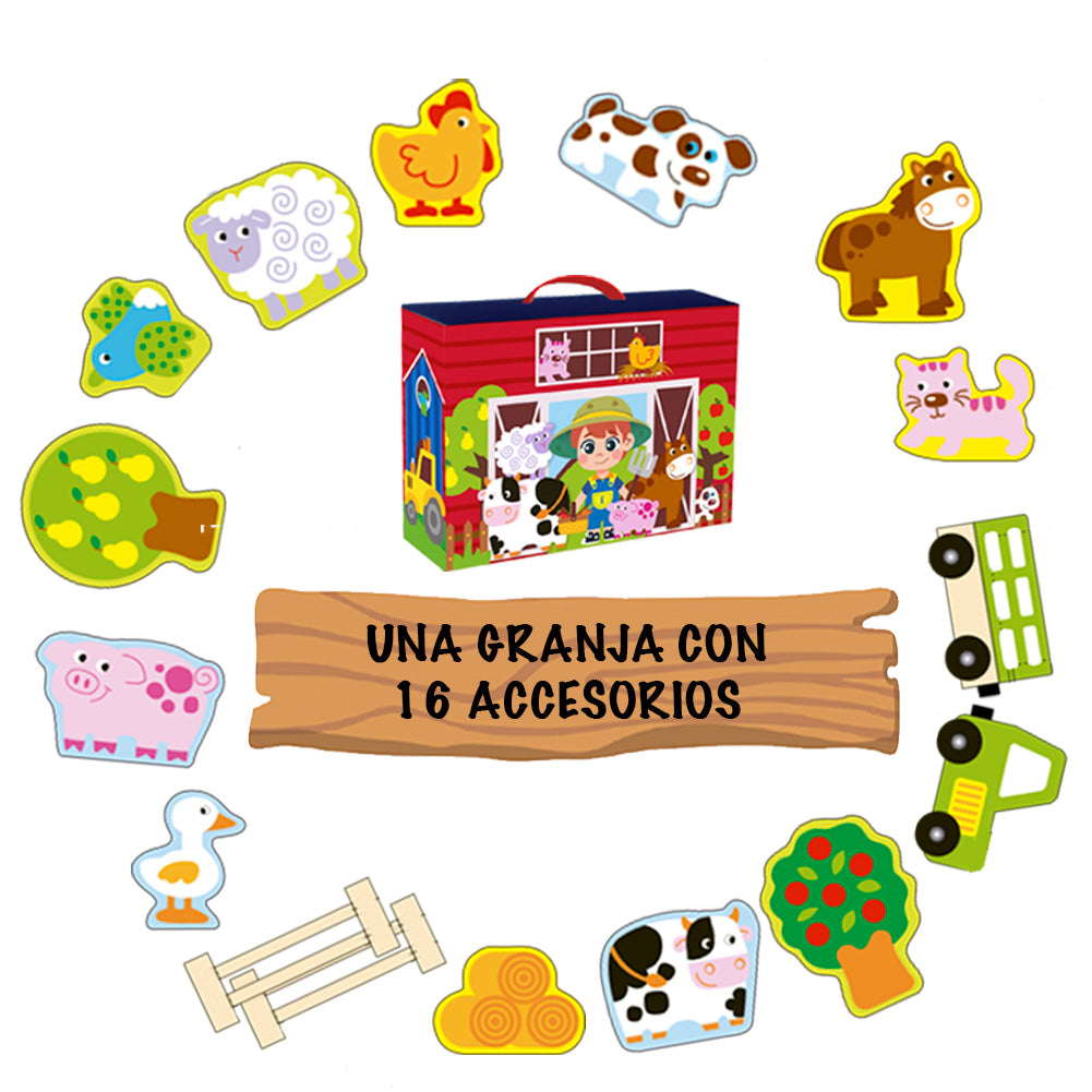 Granja con Animales de Madera