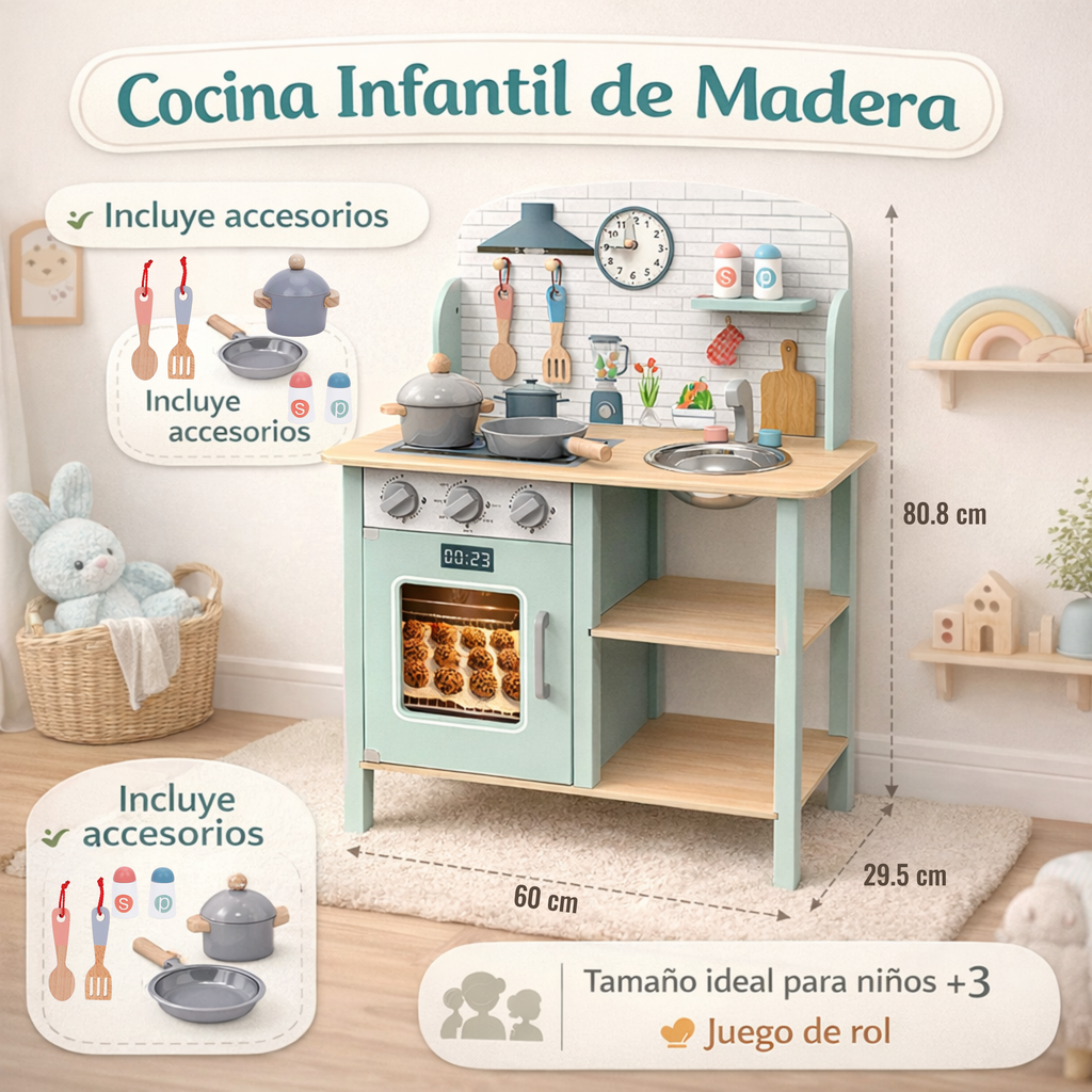Cocina de Madera Infantil con Accesorios