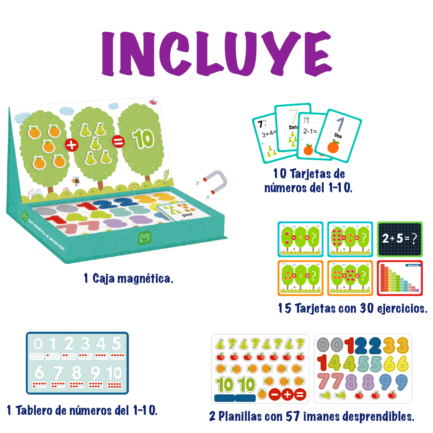 Juego de matemáticas con números y figuras