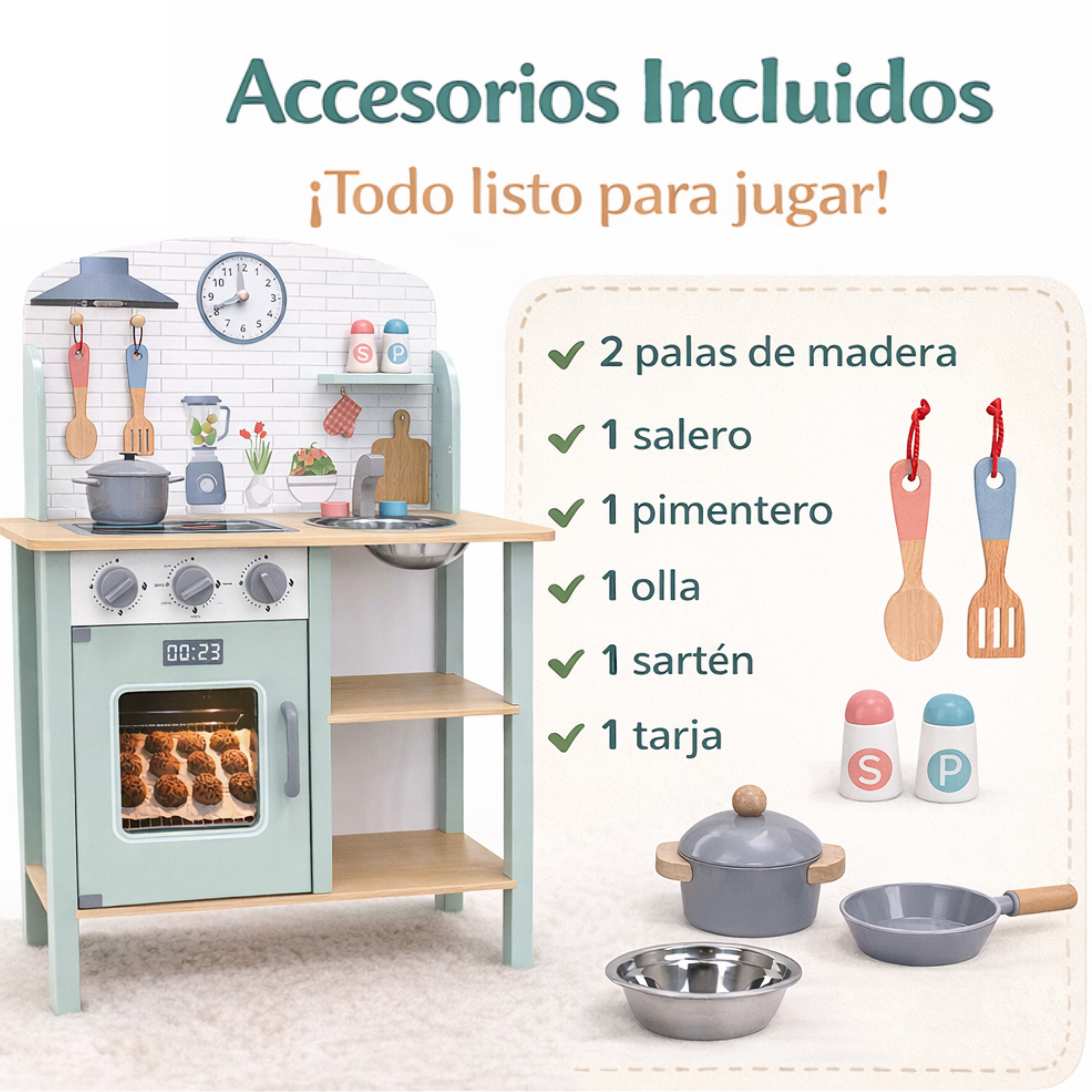 Cocina de Madera Infantil con Accesorios