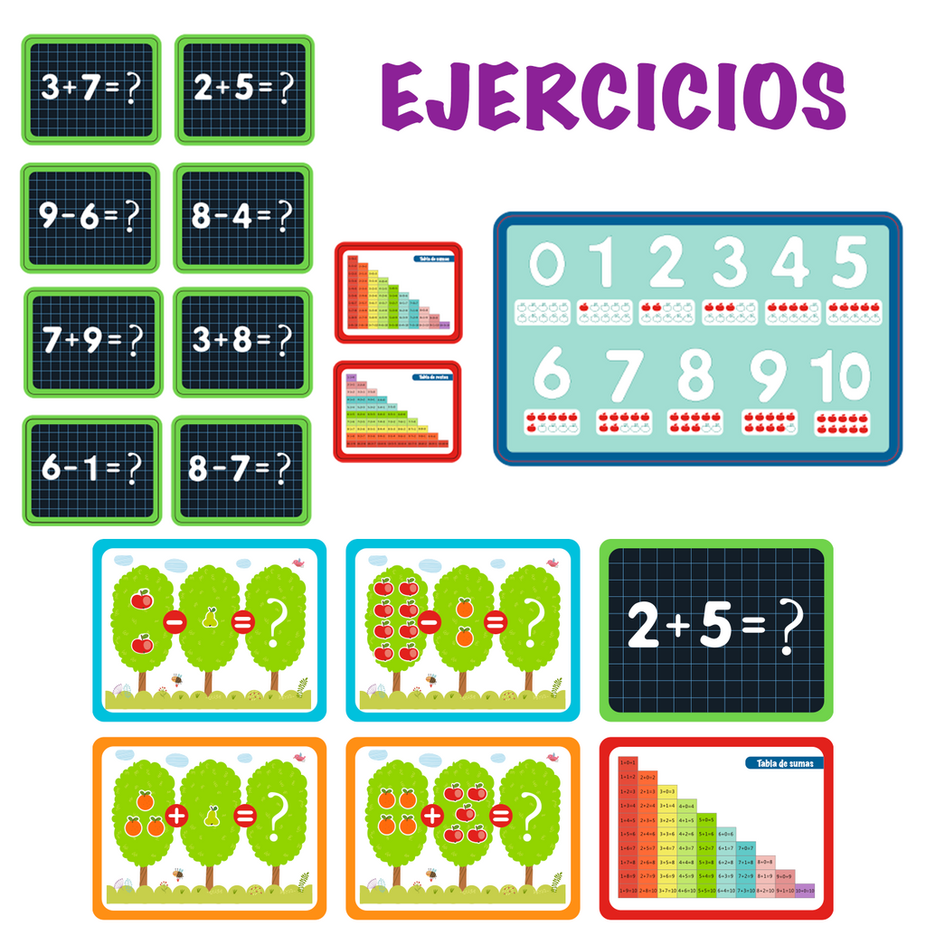 Juego de matemáticas con números y figuras