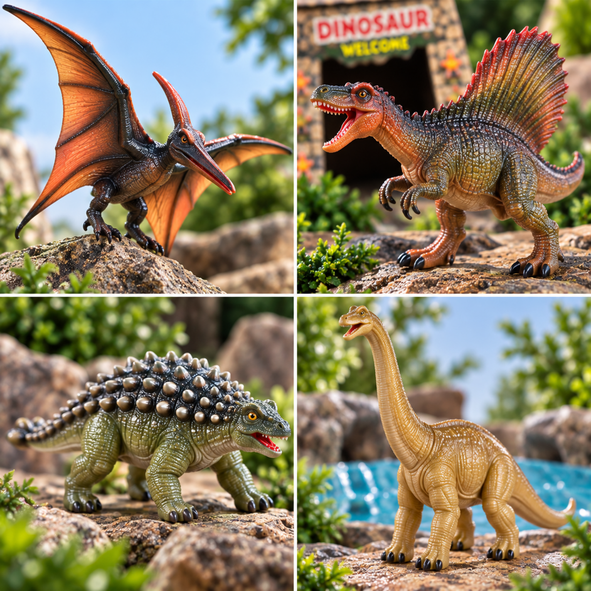 Dinosaurios de Juguete para Niños, Set de 32 Figuras de Dinosaurios + Escenario 3D para Armar, 59 Piezas, Juego de Dinosaurios