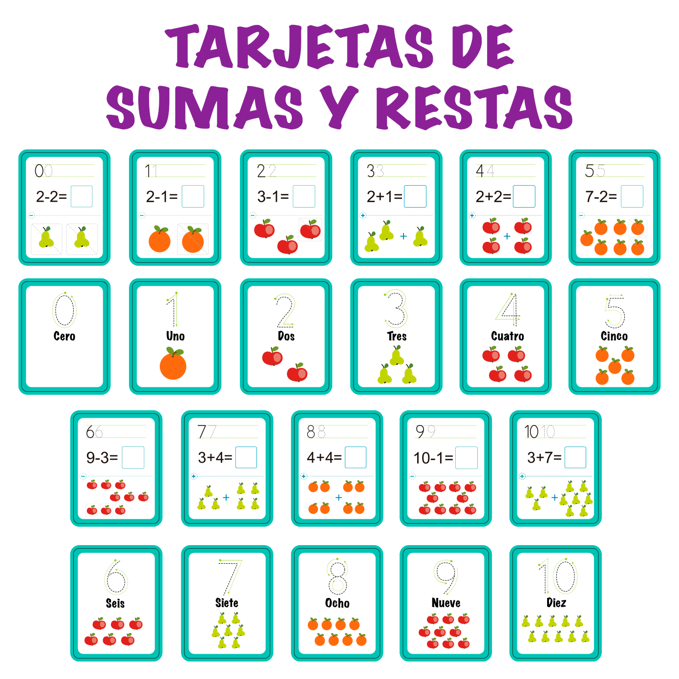 Juego de matemáticas con números y figuras