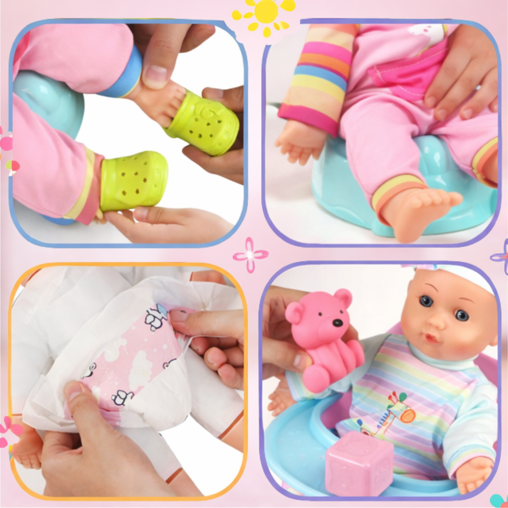 Set de Muñeca Bebé con Carriola y Accesorios