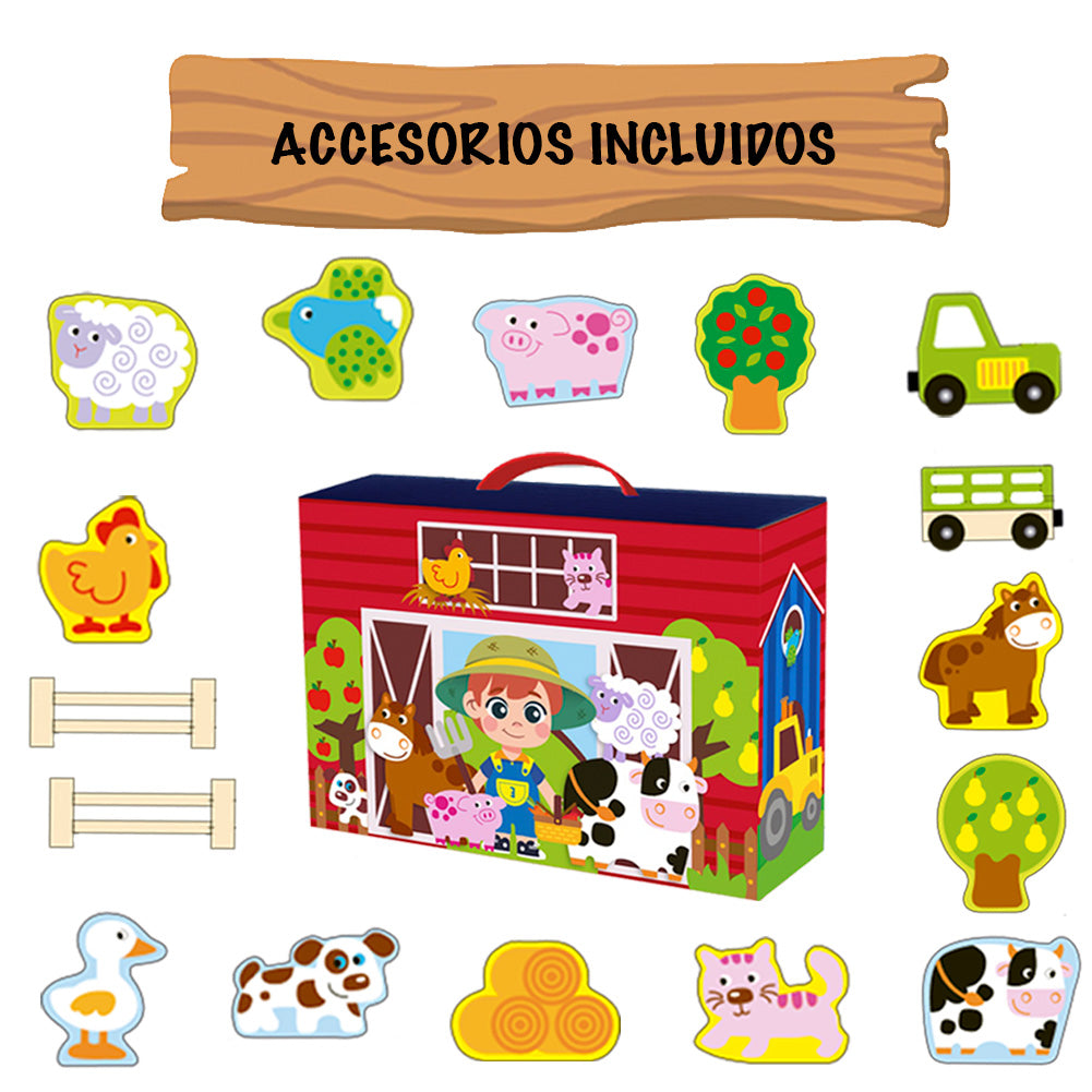 Granja con Animales de Madera